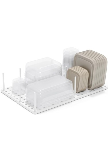 منظم درج ورفوف وخزانة مطبخ بيجي من أومبرا - نظام تخزين قابل للتعديل، أبيض