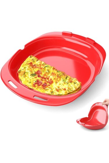ALMEKAQUZ Silicone Omelette Maker, Omelet Pan,Non-Stick Microwave Egg Cooker, Oven Safe Egg Roll an