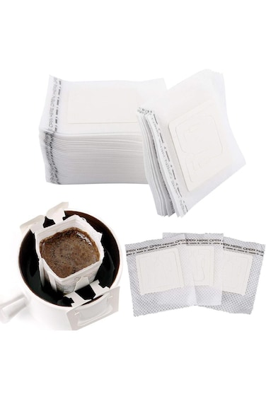 Goodern 100Pcs Portable Coffee Filter Paper Bag with Hanging Ear Design,Disposable Drip Coffee Filt