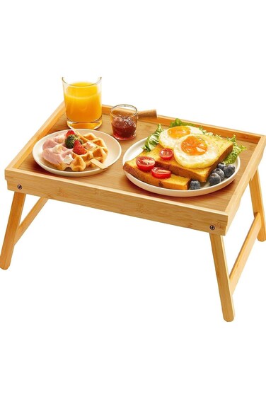 Pipishell Bamboo Bed Breakfast Tray with Folding Legs
