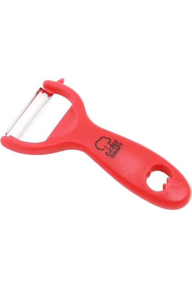 مقشرة طماطم/كيوي كلاسيكية من شيف كرافت، شفرة من الفولاذ المقاوم للصدأ بمقبض بلاستيكي، مقاس 8 بوصات، لون أحمر