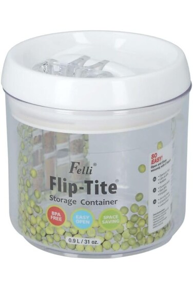 Felli Flip-Tite Cylindrical Food Storage Container Clear and White 900ml NLC505A-60
