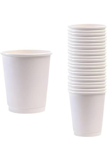 Double Layer Cups For Cappuccino - Tie 25 Cups Available in Three Colors (White)