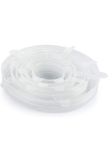 غطاء سيليكون قابل للتمدد لتخزين الطعام الطازج، أغطية أوعية قابلة للتمدد، عبوة من 6 قطع، شفاف