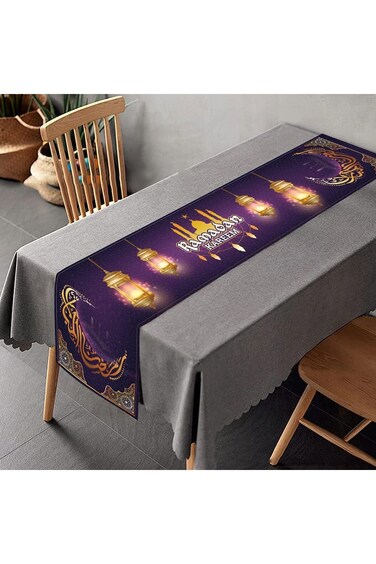 PUCHEN Ramadan Table Runner Decorations cloths Eid Mubarak Party Tablecloths Table Cover Moon Star