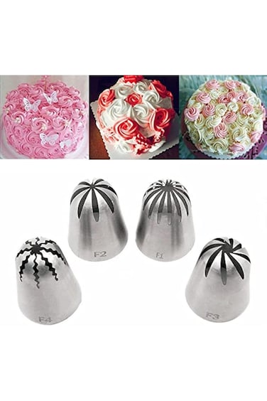 BHjoybeauty Large Icing Piping Tip Cupcake Decorating Tip Set Kit Cake Decorating Supplies, 4 Frost