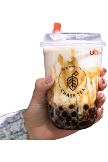 Plastic Cups With Lid (50 Pieces) (Black Lid, 14 oz)