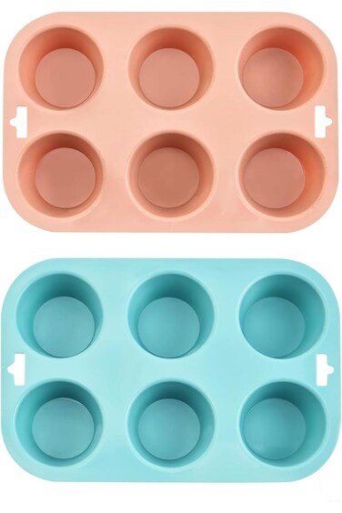 Excefore Silicone Air Fryer Egg Pan, 2 Pcs 6 CavitiesReusable Silicone Air Fryer Baking Pan, Non-St