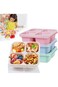 BIGTHREE&reg; 4 Pack Bento Snack Containers Set, 4 Compartment Snack Bento Boxes with Clear Lids Wheat