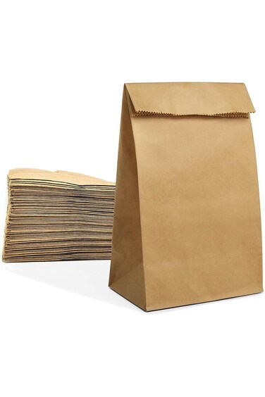 Mintboo Paper Lunch Bags 50 Count Large Brown Lunch Bags 8LB Brown Paper Bags Sack Bulk Strong for