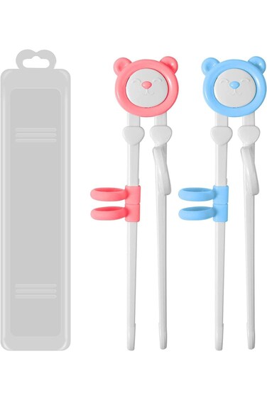 زوجان من عيدان تناول الطعام للأطفال من YHRY، مع حقيبة لتدريب الأطفال الصغار على التعلم، وعربة حيوانات لطيفة