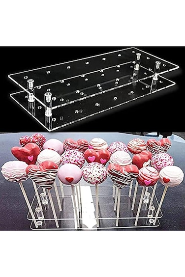 حامل عرض مصاصات الكيك من KASTWAVE، حامل مصاصات أكريليك شفاف بـ 21 فتحة، مناسب لحفلات الزفاف وحفلات استقبال المولود الجديد وأعياد الميلاد