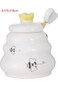 SYOSI Cute Ceramic Honey Pot with Lid &amp; Wooden Dipper, Porcelain Bee Honey Jar for Kitchen Storage,