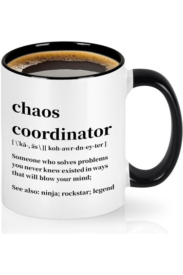 Cabtnca Chaos Coordinator Mug, Gifts, Office Gifts for Coworkers, Boss Coffee Mugs Women, Teacher/C
