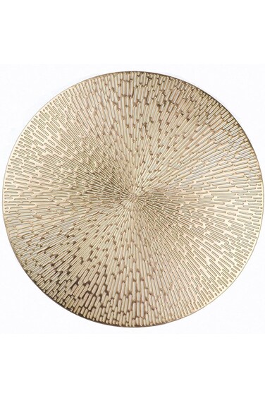 مجموعة مفارش طاولة طعام مستديرة ذهبية من أزوني، مكونة من 4 قطع، مصنوعة من الفينيل المضغوط، مجوفة وقابلة للغسل وسهلة التنظيف.