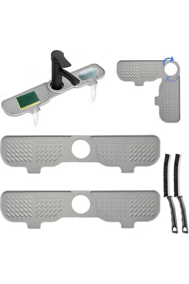 VBAHAY 2 Pcs Faucet Mat for Kitchen Sink,Rotatable Kitchen Faucet Mat,16.5"X3.9"Kitchen Sink Splash