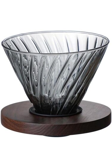 Plastic Base Funnel for Filtering Drip Coffee Glass (02 Black Rings)