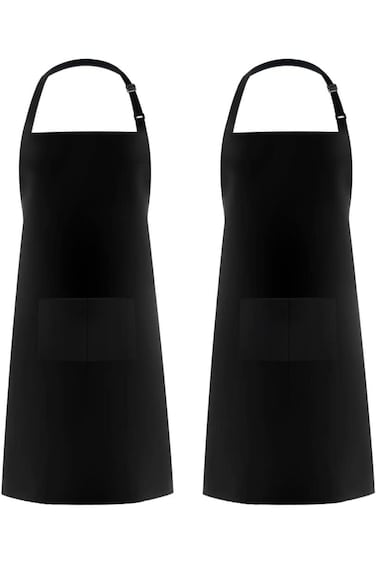 BOMEKS Chef Apron, 2pcs kitchen Cooking Pinafore with 2 Pocket Adjustable Hook Waterproof for Home