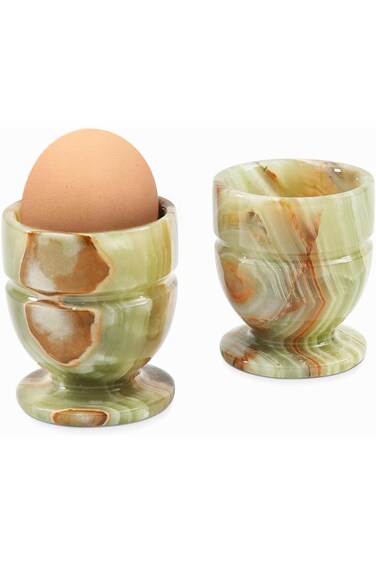 Radicaln Marble Egg Cups, Set of 2, 2.3x2.5 Inch, Green Onyx, Handmade Egg Container for Kitchen Ta