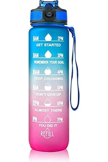 HILY&trade; Original Tritan Motivational Water Bottle with Straw, Leak-proof, BPA Free, 1L Water bottle w