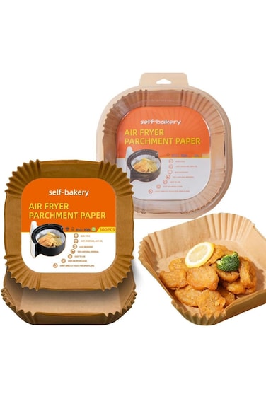 ALMEKAQUZ 100PCS Square Air Fryer Disposable Paper Liner, Non-stick Paper Liner, Oil-Proof and Wate