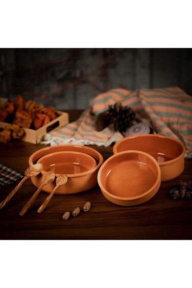 Clay pot for cooking - Handmade round oven tajine cooking pot - Microwave &amp; Oven Safe - 100% Natura