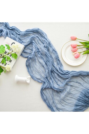 مفرش طاولة من القماش القطني الأزرق الباهت من Beynant، عبوة واحدة، مفرش طاولة أزرق بطول 10 أقدام، أزرق فاتح رومانسي بوهو