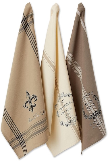 مناشف أطباق فرنسية من القطن DII، مجموعة من 3 قطع، مناشف شاي مزخرفة للاستخدام اليومي في المطبخ