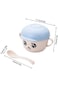 Shallow wheat straw bowl with lid and spoon, blue - bd-ws-12