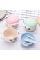 Shallow wheat straw bowl with lid and spoon, blue - bd-ws-12