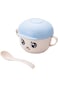 Shallow wheat straw bowl with lid and spoon, blue - bd-ws-12