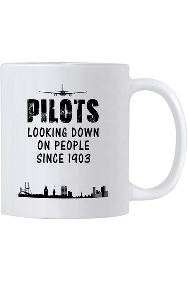 Casitika Airplane Pilot Gifts. Funny 11 oz White Ceramic Novelty Mug For Pilots Looking Down on Peo