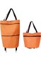 Trolley Folding Shopping Bag Collapsible Two-Stage Zipper Folding Shopping Bags 2 In 1 Foldable Sho