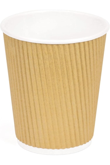 Khaleej Pack Disposable Coffee Cups Paper Cups &ndash; Ripple Cups [50 Cups] 8 Ounces Paper Cups Kraft Du