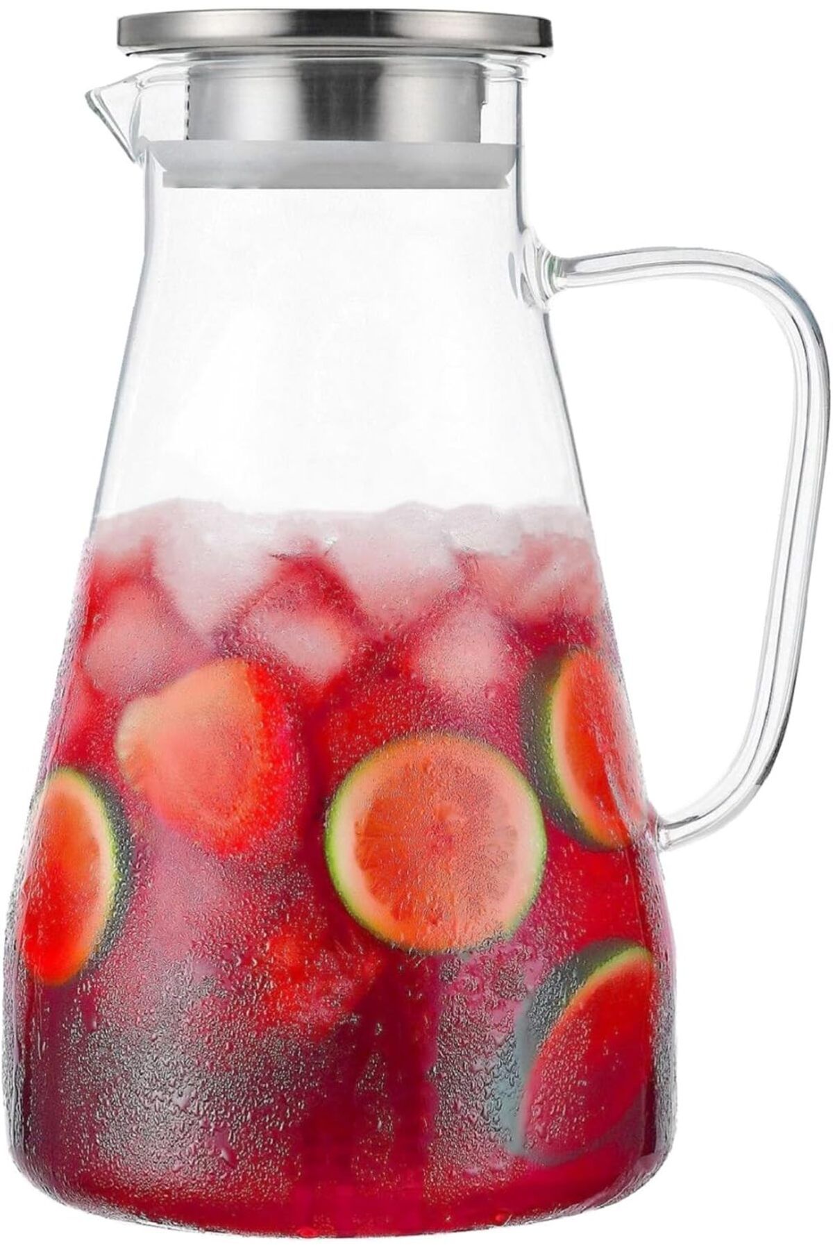 Buy Tbgllmy 1.8 Liter Glass Pitcher With Lid, Hot&Cold Water Pitcher ...