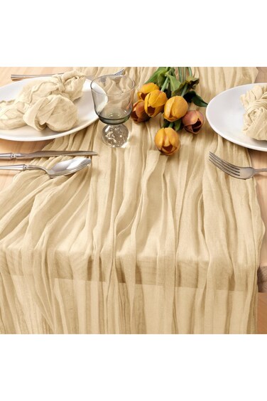 MLMC Champagne Cheesecloth Table Runner 10ft Sand Rustic Gauze Cheese Cloth Table Runner 35x120 Inc
