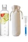 TRASSLE 750ml Glass Water Bottle with Time Marker, Reusable Glass Beverage Bottle Milk Bottle Juice