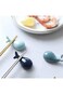 Oasisgalore Set of 4 Blue Whale Ceramic Chopstick Holder Creative Animal Chopstick Rest Spoon Fork