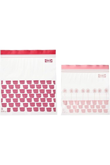 Ikea 2 X 50 resealable bags (ISTAD) - purple - ziplock - food freezer sandwich bags - 25 x 1.2L + 2