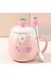 Cute Strawberry Mugs Pink Coffee Mug Ceramic kawaii Cup Morning Tea Milk Fruit Mug with Lovely Lid