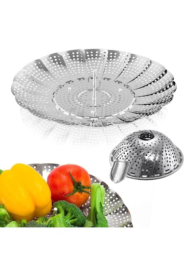 Toriseek Vegetable Steamer Basket, Folding Steaming Basket, Metal Stainless Steel Steamer Basket In