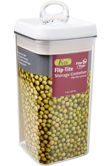 Felli Flip-Tite Rectangular Food Storage Container Clear and White 1.2 Liter NLQ408A-60