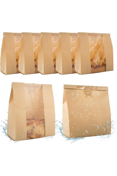 أكياس خبز Kyyyanr، 50 قطعة، للخبز المنزلي مع أكياس خبز ورقية شفافة. (13.7 × 8.2 × 3.5 بوصة)، العبوة