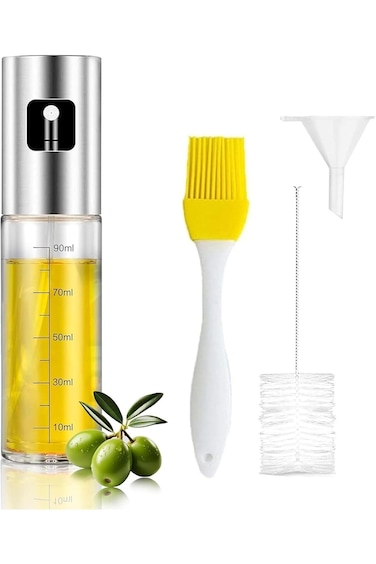 زجاجة بخاخ زيت للطهي من تول هاوس، موزع زيت زجاجي بسعة 100 مل مع فوهة قابلة للتعديل، زيت زيتون