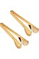 IAXSEE 2-Pack Stainless Steel Gold Salad Tongs, Non-slip &amp; Easy Grip Smart Locking Clip Handy Utens