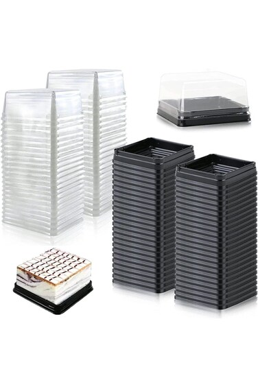 SWIUKPHE Mini Cake Box, Individual Clear Plastic Mini Cupcake Box, Muffins Box Cookies Dome Box Moo