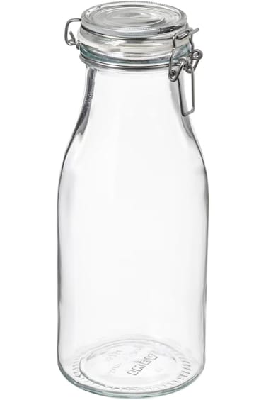 Glass Bottle Jar with Lid, 1 Litre, Clear