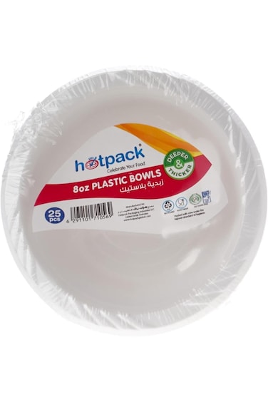 أوعية آيس كريم بلاستيكية للاستخدام مرة واحدة من هوت باك، 8 أونصة - 25 قطعة