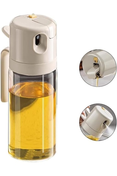 Yuroochii 2 in 1 Oil Sprayer and Dispenser, 550ML Bottle for Cooking, Kitchen, Salad, Barbecue