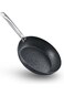 WDA Non-Stick Frying Pan with Stainless Steel Handle, Stone-Coated Surface, Black